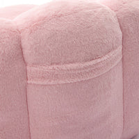 Lery Lotus Accent Sofa Chair, Compressed Bean Bag, Pink Faux Fur