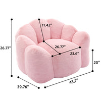 Lery Lotus Accent Sofa Chair, Compressed Bean Bag, Pink Faux Fur