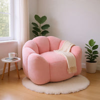 Lery Lotus Accent Sofa Chair, Compressed Bean Bag, Pink Faux Fur