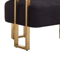 Sery Accent Sofa Chair Set of 2, Black Teddy Fleece, Gold Square Legs