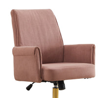Swivel Office Chair, Light Pink Corduroy, Adjustable Height, Gold Base