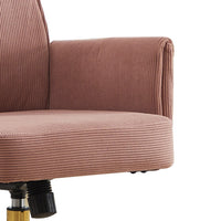 Swivel Office Chair, Light Pink Corduroy, Adjustable Height, Gold Base