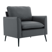 Heya Lounge Sofa Chair Set of 2, Track Arms, Light Gray Faux Leather