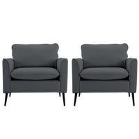 Heya Lounge Sofa Chair Set of 2, Track Arms, Light Gray Faux Leather