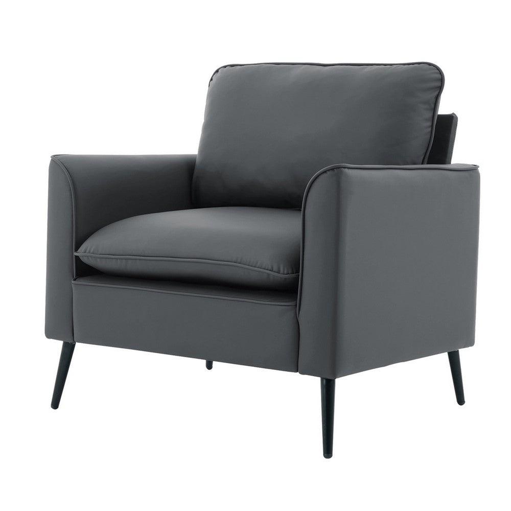 Heya Lounge Sofa Chair Set of 2, Track Arms, Light Gray Faux Leather