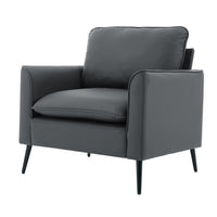 Heya Lounge Sofa Chair Set of 2, Track Arms, Light Gray Faux Leather