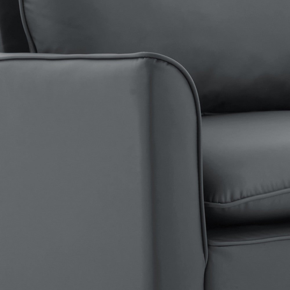 Heya Lounge Sofa Chair Set of 2, Track Arms, Light Gray Faux Leather