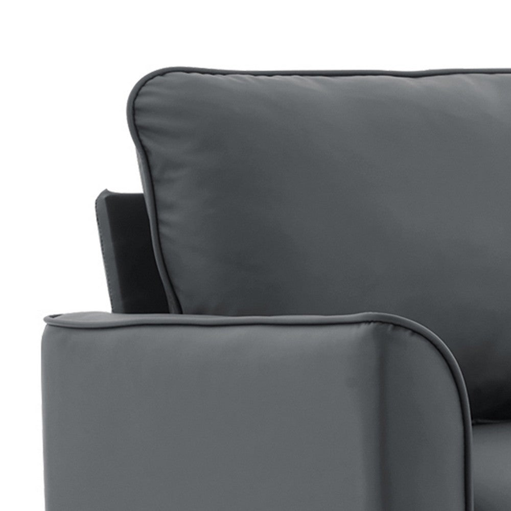 Heya Lounge Sofa Chair Set of 2, Track Arms, Light Gray Faux Leather
