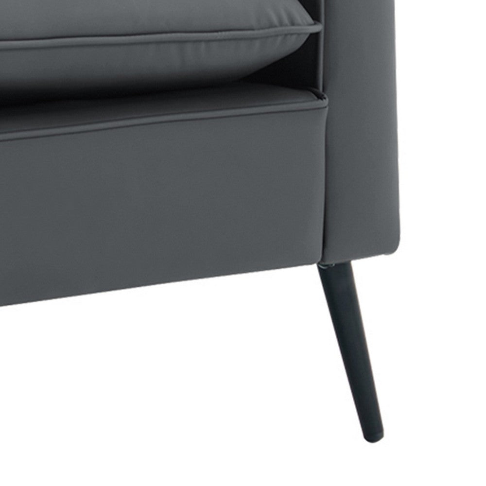 Heya Lounge Sofa Chair Set of 2, Track Arms, Light Gray Faux Leather