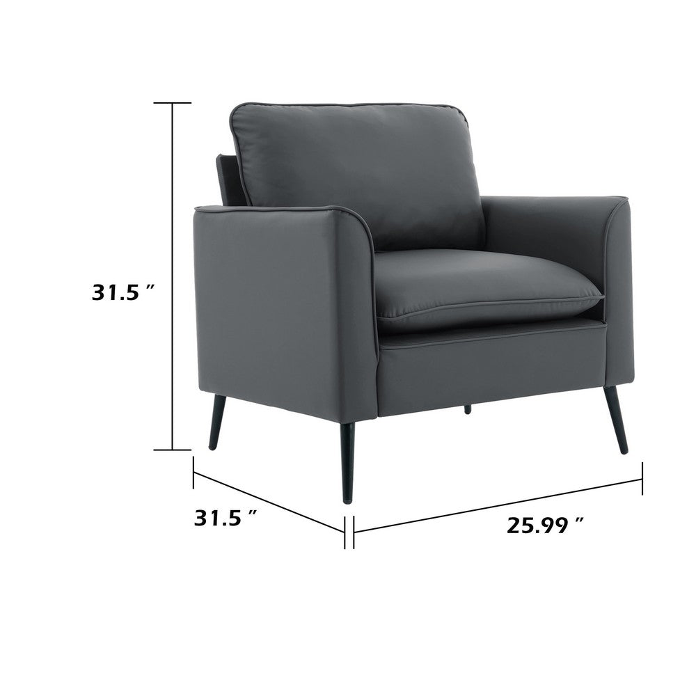 Heya Lounge Sofa Chair Set of 2, Track Arms, Light Gray Faux Leather