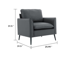 Heya Lounge Sofa Chair Set of 2, Track Arms, Light Gray Faux Leather