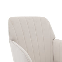 Kena Swivel Office Chair, Adjustable Height, Beige Tufted Velvet, Gold