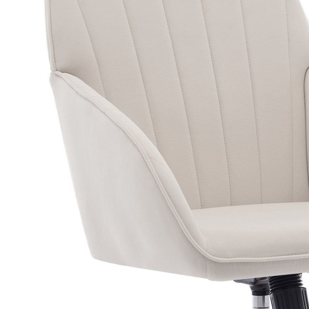 Kena Swivel Office Chair, Adjustable Height, Beige Tufted Velvet, Gold