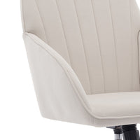 Kena Swivel Office Chair, Adjustable Height, Beige Tufted Velvet, Gold