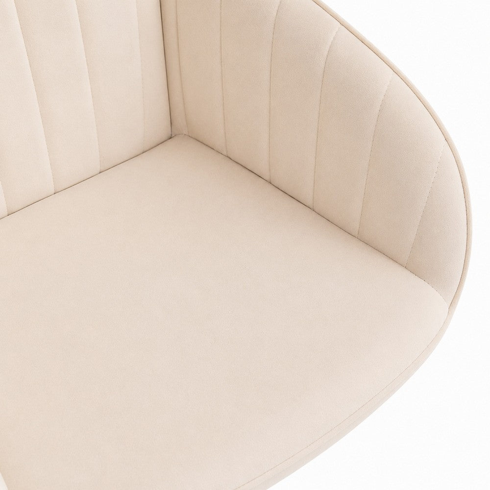 Kena Swivel Office Chair, Adjustable Height, Beige Tufted Velvet, Gold