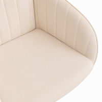 Kena Swivel Office Chair, Adjustable Height, Beige Tufted Velvet, Gold