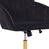 Kena Swivel Office Chair, Adjustable Height, Black Tufted Velvet, Gold