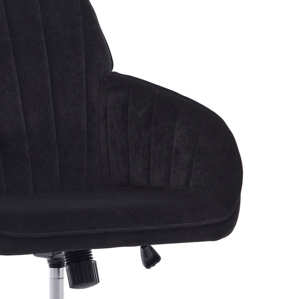 Kena Swivel Office Chair, Adjustable Height, Black Tufted Velvet, Gold