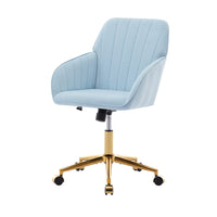 Kena Swivel Office Chair, Adjustable Height, Blue Tufted Velvet, Gold