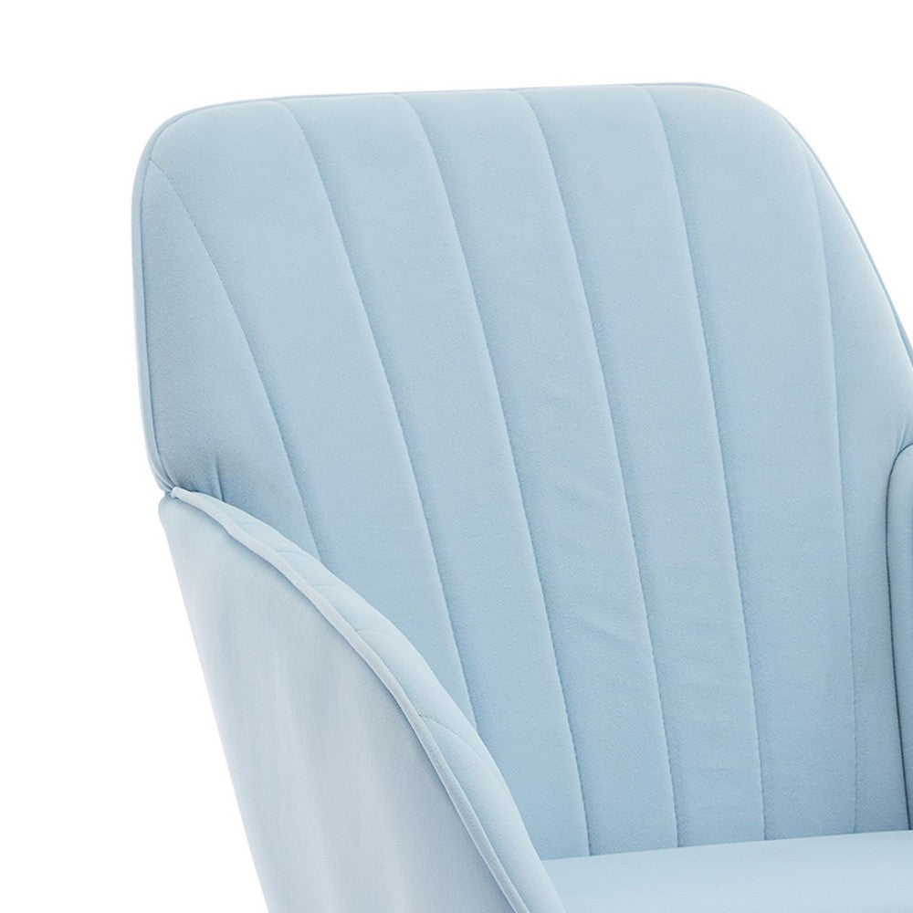 Kena Swivel Office Chair, Adjustable Height, Blue Tufted Velvet, Gold