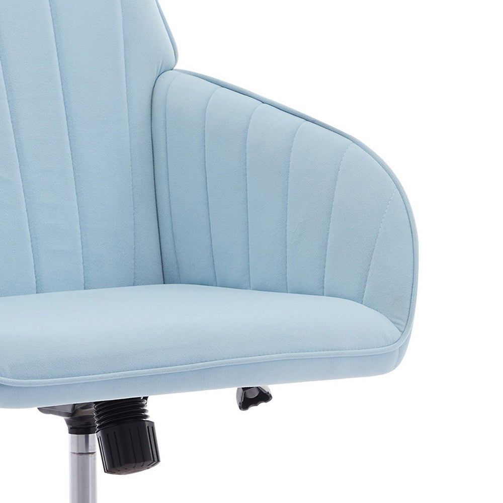 Kena Swivel Office Chair, Adjustable Height, Blue Tufted Velvet, Gold