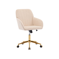 Kena Swivel Office Chair, Adjustable Height, Khaki Tufted Velvet, Gold