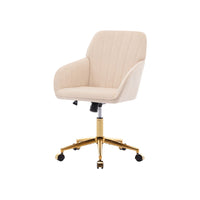 Kena Swivel Office Chair, Adjustable Height, Khaki Tufted Velvet, Gold