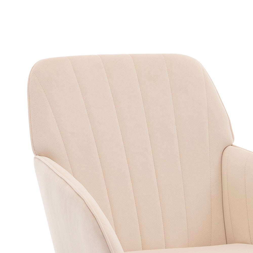 Kena Swivel Office Chair, Adjustable Height, Khaki Tufted Velvet, Gold