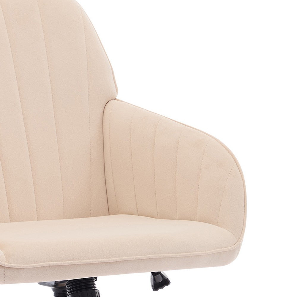 Kena Swivel Office Chair, Adjustable Height, Khaki Tufted Velvet, Gold