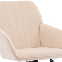 Kena Swivel Office Chair, Adjustable Height, Khaki Tufted Velvet, Gold