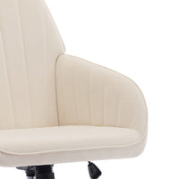 Kena Swivel Office Chair, Beige Tufted Velvet, Adjustable Height, Silver