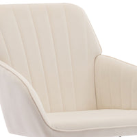 Kena Swivel Office Chair, Beige Tufted Velvet, Adjustable Height, Silver