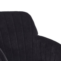Kena Swivel Office Chair, Black Tufted Velvet, Adjustable Height, Silver
