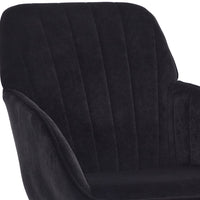 Kena Swivel Office Chair, Black Tufted Velvet, Adjustable Height, Silver