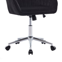 Kena Swivel Office Chair, Black Tufted Velvet, Adjustable Height, Silver