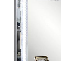 Liva Dresser Mirror w LED, Glass Panel Trim, Silver 38x44 Rectangular