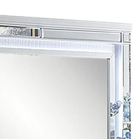 Liva Dresser Mirror w LED, Glass Panel Trim, Silver 38x44 Rectangular