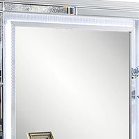 Liva Dresser Mirror w LED, Glass Panel Trim, Silver 38x44 Rectangular