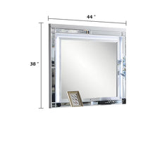 Liva Dresser Mirror w LED, Glass Panel Trim, Silver 38x44 Rectangular