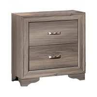 Aaz Nightstand, 2 Drawers, Silver Handles, Weathered Gray