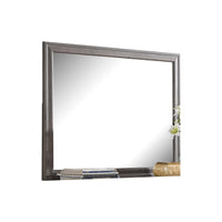 Aaz Dresser Mirror, Framed Design, Weathered Gray 37x47 Rectangular