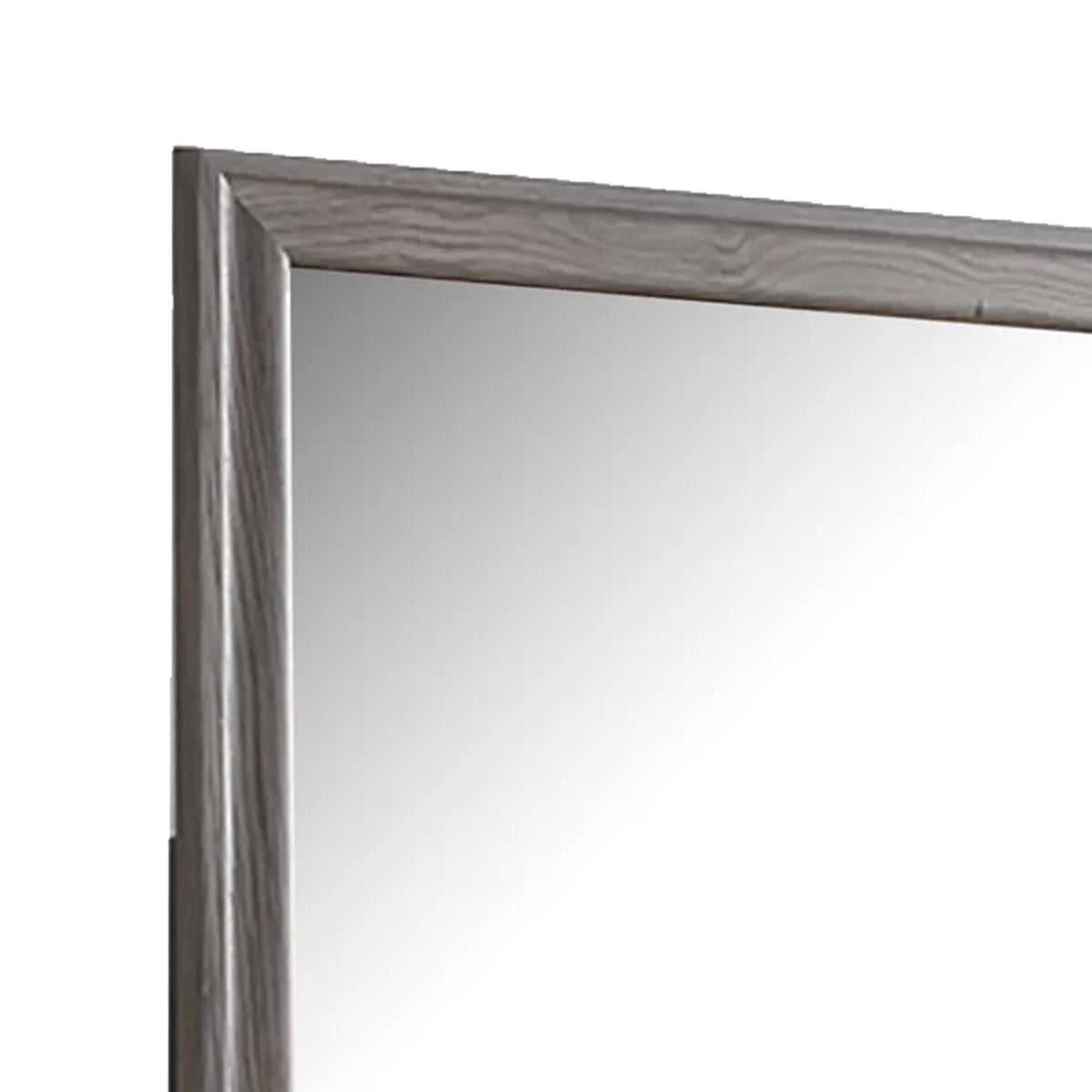 Aaz Dresser Mirror, Framed Design, Weathered Gray 37x47 Rectangular