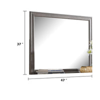 Aaz Dresser Mirror, Framed Design, Weathered Gray 37x47 Rectangular