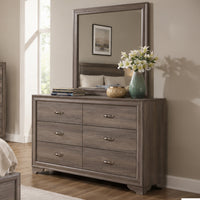 Aaz Dresser Mirror, Framed Design, Weathered Gray 37x47 Rectangular