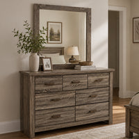 Ency Dresser Mirror, Framed Border, Textured Brown 38x43 Rectangular