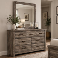 Ency Dresser Mirror, Framed Border, Textured Brown 38x43 Rectangular