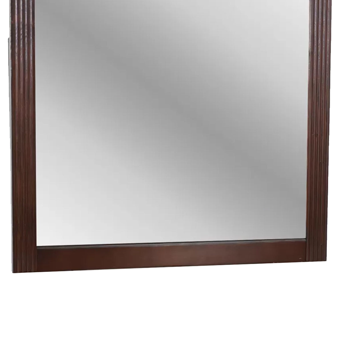 Ansa Arched Dresser Mirror, Carved Frame, Dark Cherry Brown Wood 37x41