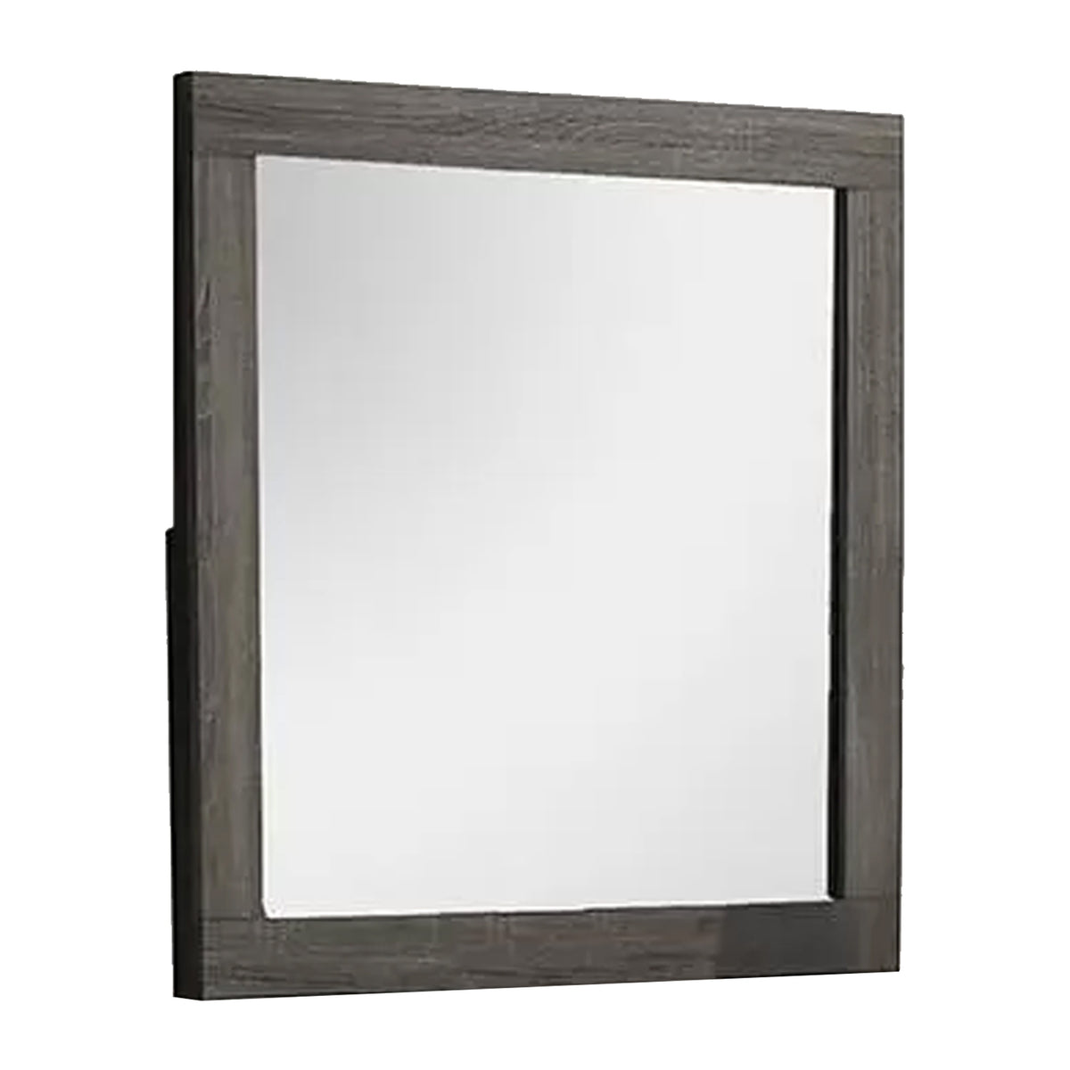 Luyi Dresser Mirror, Framed Border, Textured Foil Gray 35 Inch Square