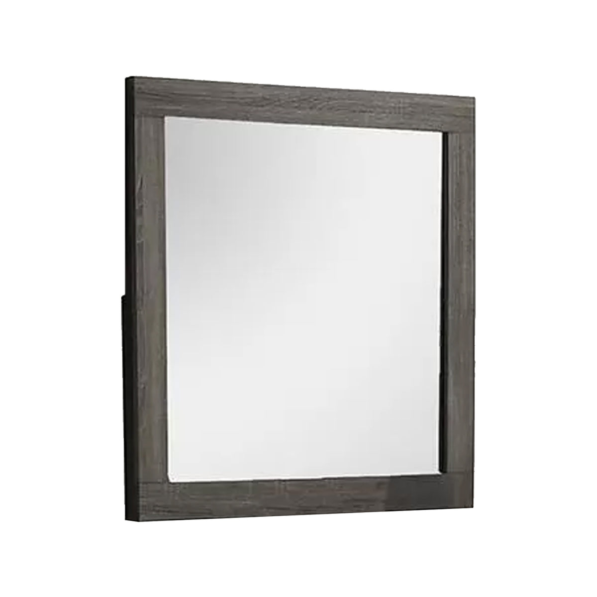 Luyi Dresser Mirror, Framed Border, Textured Foil Gray 35 Inch Square