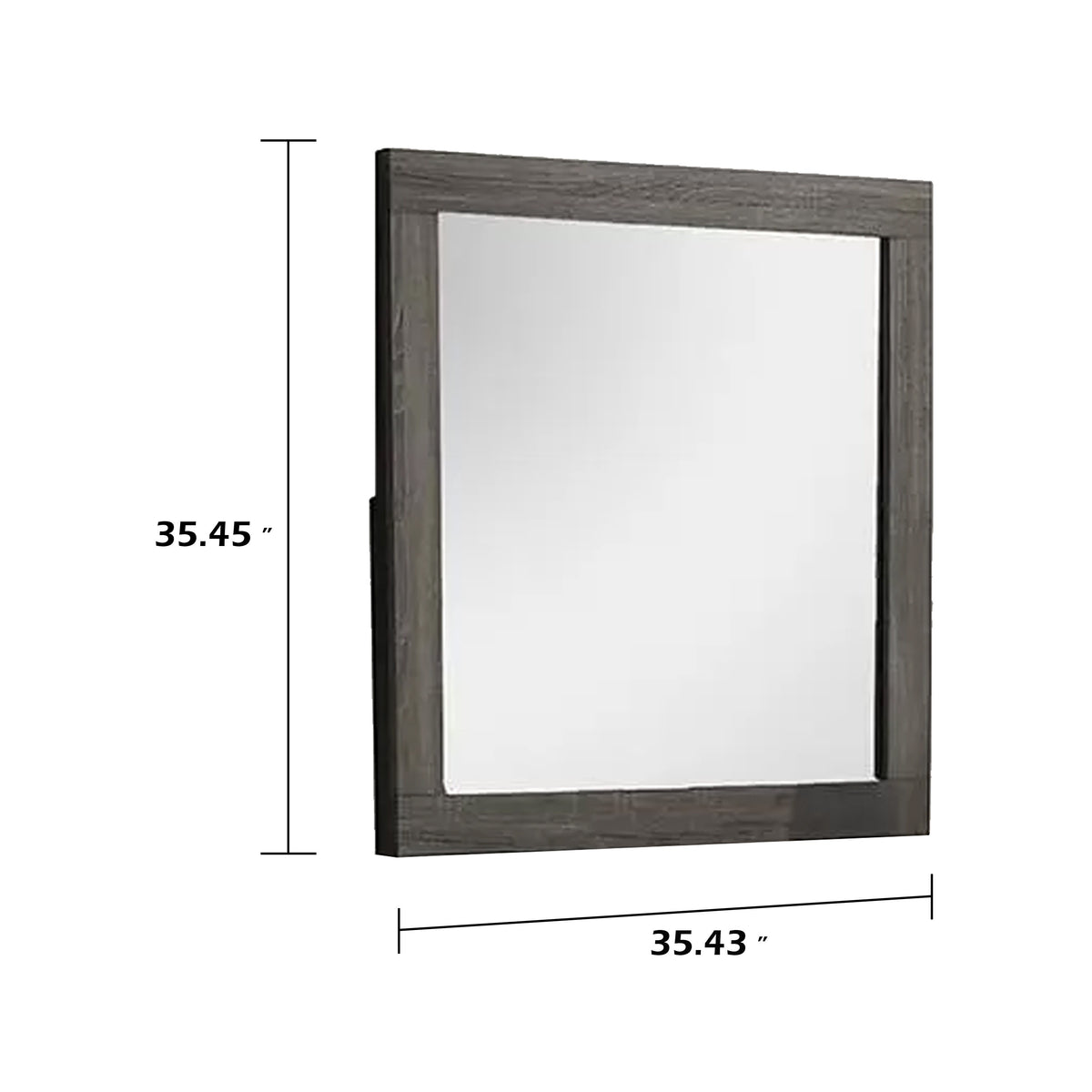 Luyi Dresser Mirror, Framed Border, Textured Foil Gray 35 Inch Square